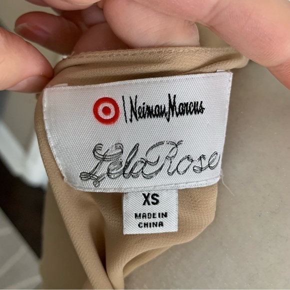 Neiman Marcus x Target Lela Rose Silk and Crochet Floral Top Black and Nude - Picture 4 of 6